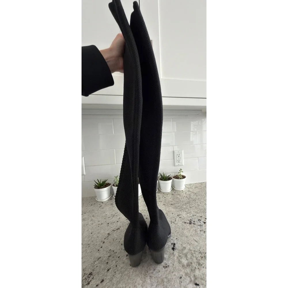 Jeffrey Campbell‎ Size 8.5 Black Over-the-Knee Knit Wedge Boots